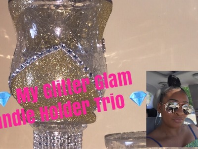 Glitter Glam Candle Holder Trio Dollar Tree Craft