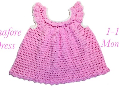 How to crochet a cute baby pinafore style little dress for 3-6 months #138 by Crochet for Baby