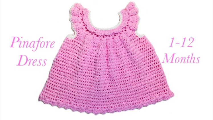 How to crochet a cute baby pinafore style little dress for 3-6 months #138 by Crochet for Baby