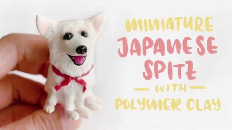Miniature Dog Japanese Spitz with Polymer Clay