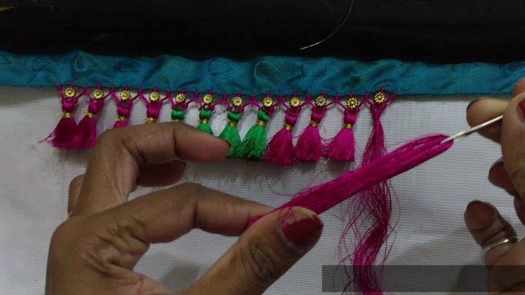 Saree gonde making with flower beads I सारी कुचु विथ बिद्स I Ladies Club