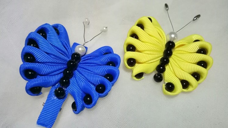 144) DIY || Cara Membuat Bros Kupu-Kupu || How to Make Butterflies from Ribbon || Hairclip