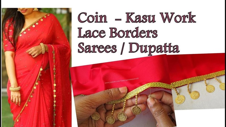 Coin - Kasu Work Lace Borders for Sari. Dupattas. Blouses - Easy Making at home