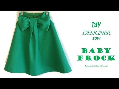 DIY Designer BOW BABY FROCK cutting and Stitching full tutorial