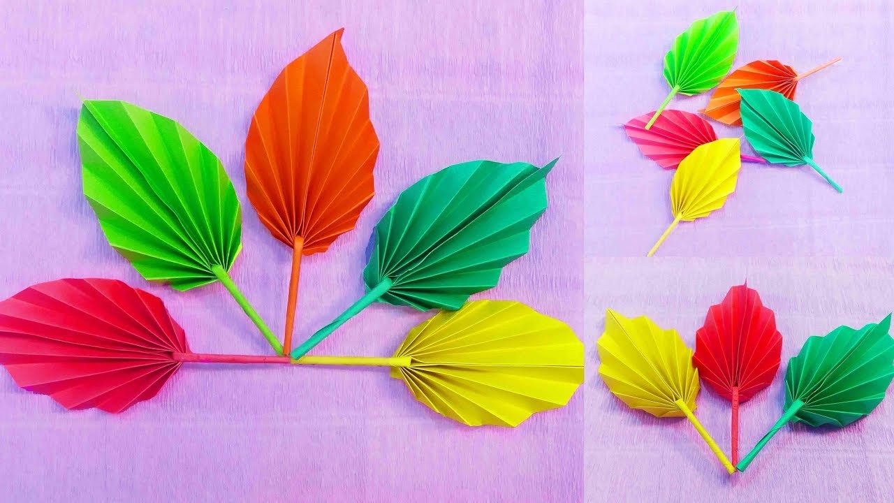 Easy Origami DIY Paper Leaves making Instruction DIY Crafts Tutorial