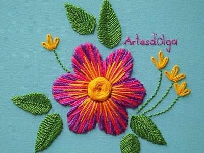 Hand Embroidery: Multicolor Satin Stitch | Bordados a Mano: Punto Relleno Multicolor | Artesd'Olga