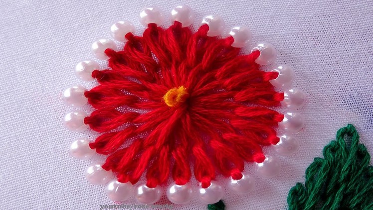 Hand Embroidery Stitch: Lazy Daisy stitch modern flower embroidery-part 2