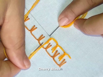 Hand Embroidery : Up & Down Buttonhole Stitch Border Design # 60