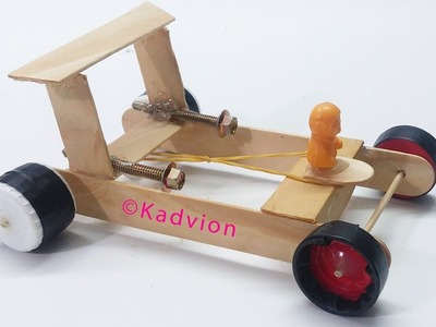 How to make Rubber Band CAR at home - Powered Car - Diy toy car easy