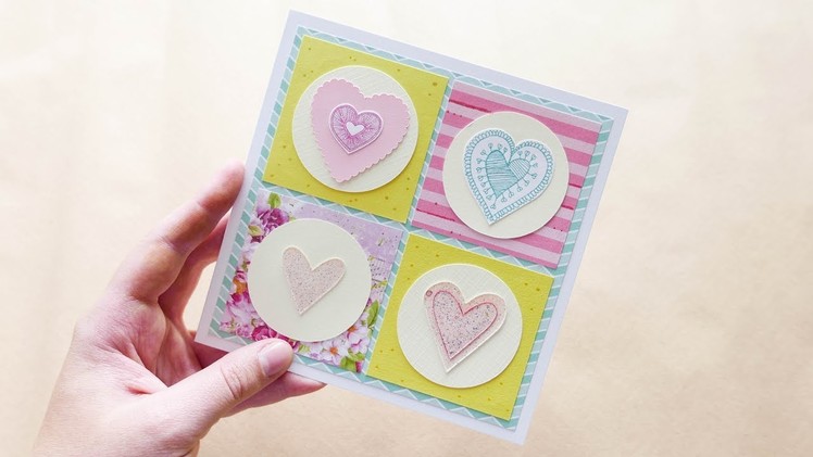 How to make : Simple Greeting Card with Hearts | Kartka z Sercami - Mishellka #307 DIY
