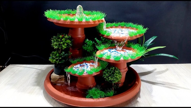 How to make Terracotta Fountain with plastic pots. DIY