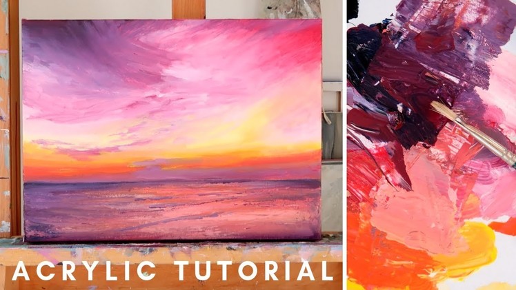 How to Paint in Acrylics | Sunset Painting Tutorial