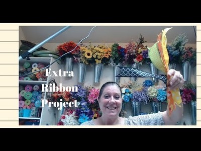 Making a ribbon wreath with left over ribbon tails