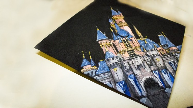 Painting a Castle! on a graduation CAP