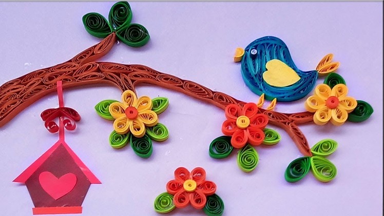 Quilling bird sitting on Tree | Wall Art For home Decorations | Indian Tradition