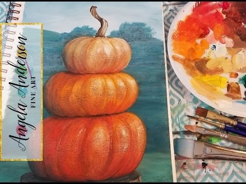 Stacked Pumpkins Acrylic Painting Tutorial | Live Full Length Beginner Lesson