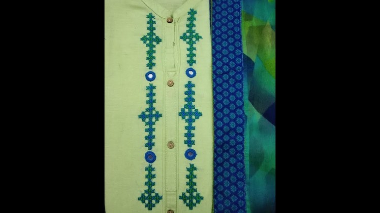 227-Sindhi stitch#part-6, Neckline with Sindhi stitch and mirror work (Hindi.Urdu)