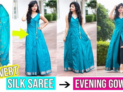 Convert Old सिल्क साड़ी  Into Evening Gown.Jacket Dress| Reuse Old Silk Sarees