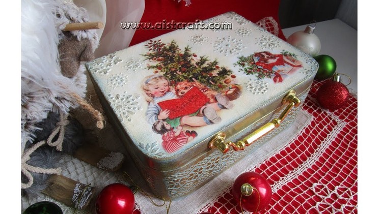 Decoupage Tutorial Christmas Vintage Box DIY