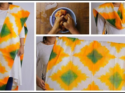 DIY Latest Tri Color Dupatta Tie & Dye | టై అండ్ డై | Tie&Dye for Dupattas, Bedsheets, Curtains