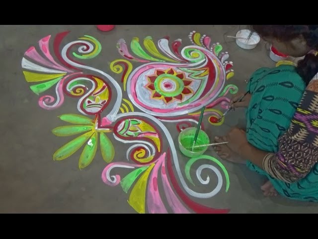 Easy Alpana Design.Colourful Rangoli (lesson no-1)