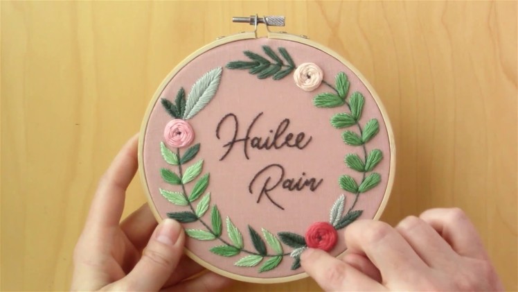 Floral Name Embroidery Hoop - Video 2, Stem Stitch