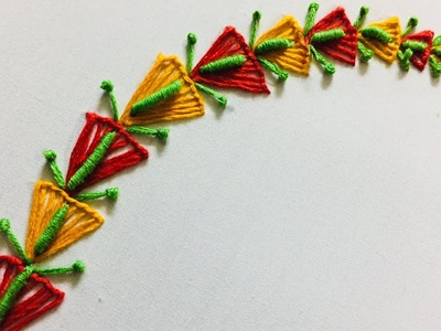 Hand Embroidery border design by nakshi design art