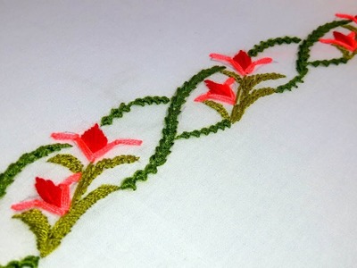 Hand Embroidery : border design for dresses and sari | border line # 71.