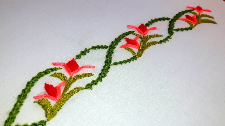 Hand Embroidery : border design for dresses and sari | border line # 71.