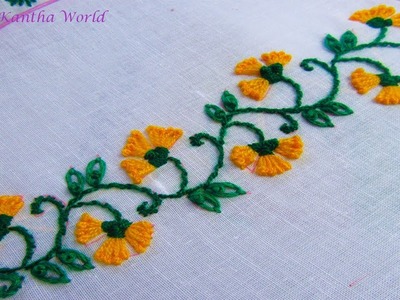 Hand Embroidery;  Border line design by Nakshi Kantha World