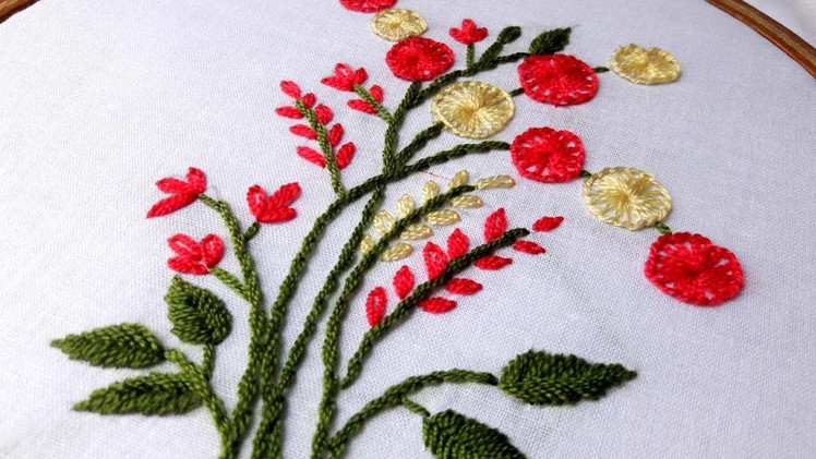 Hand Embroidery:Button hole stitch flower design.