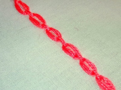 Hand Embroidery : Cable Chain Stitch | border # 62