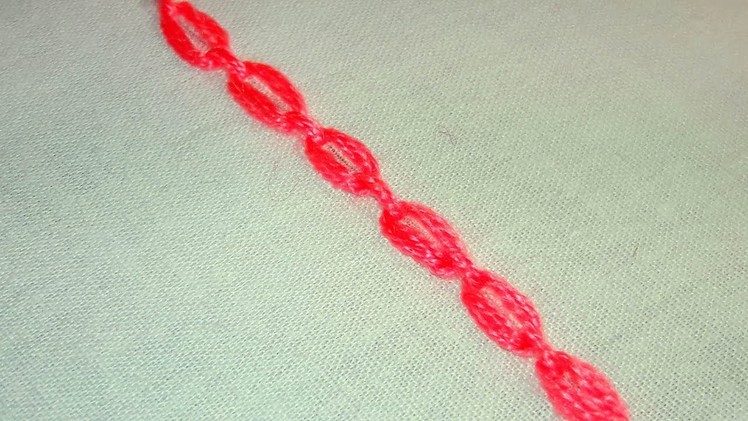 Hand Embroidery : Cable Chain Stitch | border # 62