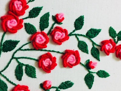Hand embroidery fantasy rose flower design by nakshi design art