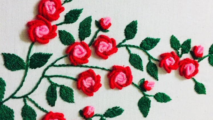 Hand embroidery fantasy rose flower design by nakshi design art