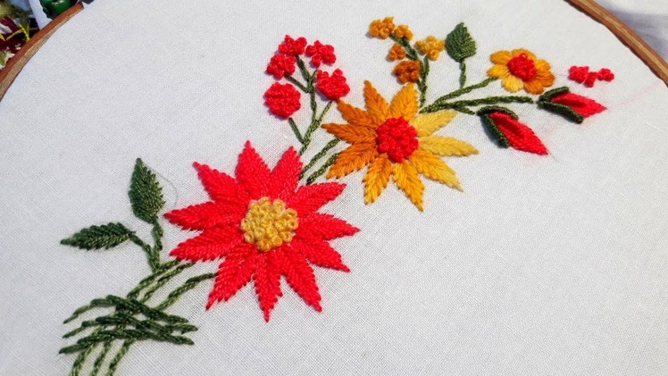 Hand embroidery flower design by cherry blossom.