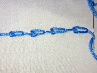 Hand Embroidery : knotted cable chain stitch border design # 65.