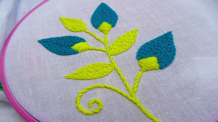 Hand embroidery; Leaf embroidery; Chain Stitch