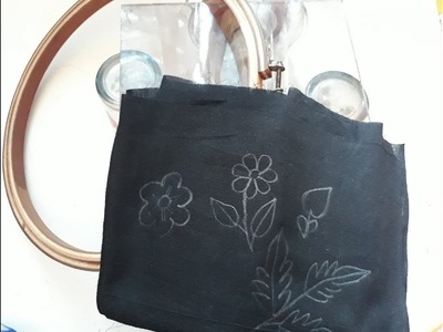 Hand embroidery pattern on black fabric | How to Tracing art on black fabric