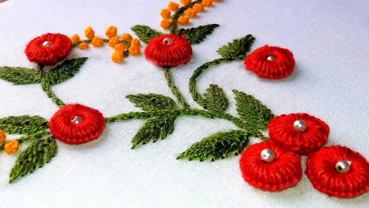Hand Embroidery: Ring button hole Stitch.