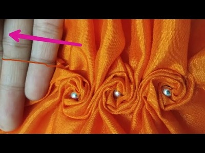 How to make smocking patterns cushion cover frock dress making rose flower design thread stretch