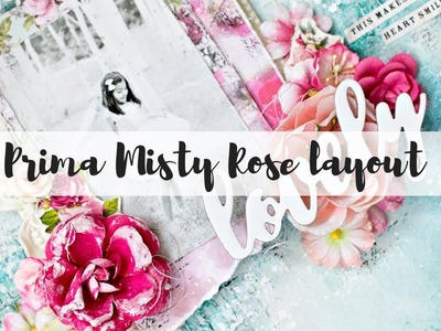 Misty Rose layout | Mixed media layout tutorial