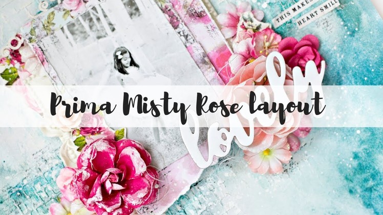Misty Rose layout | Mixed media layout tutorial