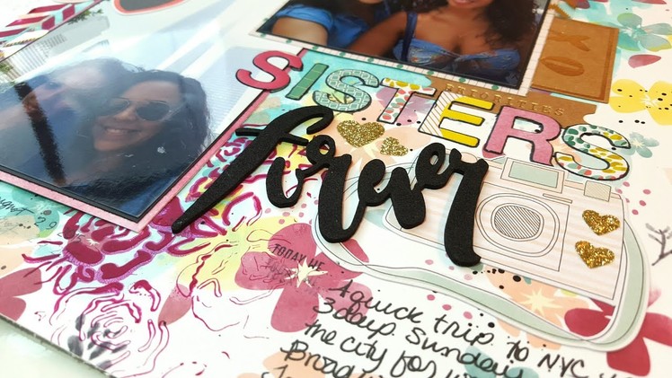 Mixed Media Scrapbook Layout: Sisters forever