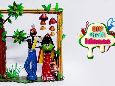 Newspaper home decor radha krishna | Newspaper crafts | Best out of waste