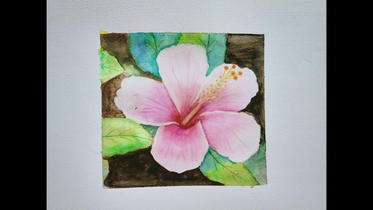 Painting.Hibiscus flower water color painting easy step by step.