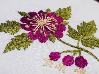 Satin stitch embroidery tutorial flower design.