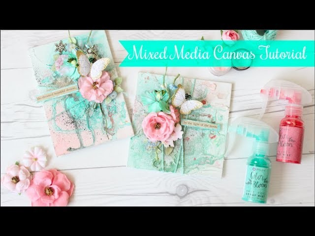 Shabby Chic Mixed Media Canvas Tutorial with Subtitles