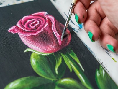 Single Rose - Acrylic painting. Homemade Illustration (4k)