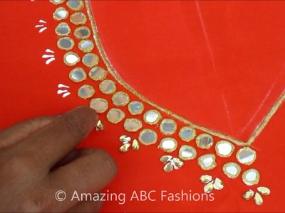 मिरर वर्क कढ़ाई || Latest Mirror Work Blouse.Churidar.Kameez  neck design in Hindi